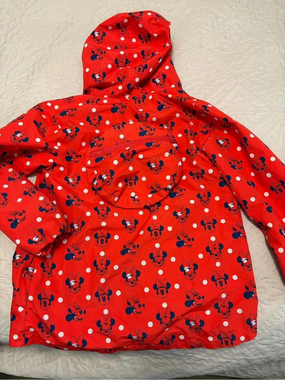 Girls Disney Red White Minnie Mouse Raincoat